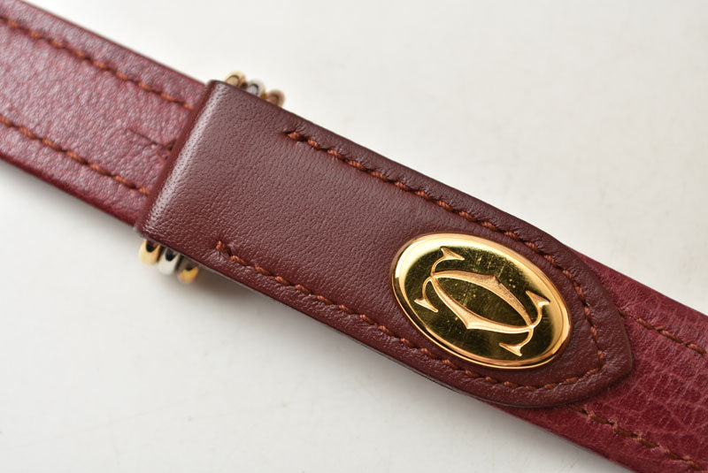 カルティエ ショルダーバッグ/クロスボディ マスト ドゥ カルティエ ヴィンテージ Cartier レザー ボルドー【中古】