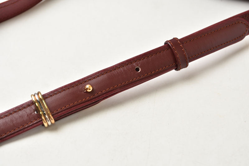 カルティエ ショルダーバッグ/クロスボディ マスト ドゥ カルティエ ヴィンテージ Cartier レザー ボルドー【中古】