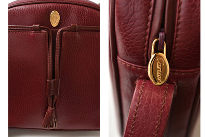 カルティエ ショルダーバッグ/クロスボディ マスト ドゥ カルティエ ヴィンテージ Cartier レザー ボルドー【中古】