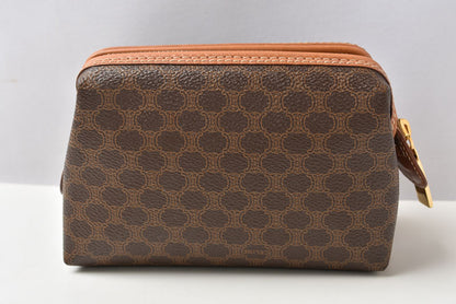 セリーヌ コスメポーチ/トラベルポーチ CELINE ヴィンテージ オールドセリーヌ マカダム ブラウン【中古】