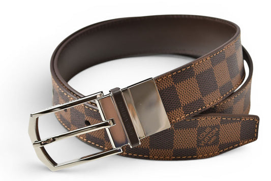 ルイヴィトン ベルト ダミエ リバーシブル レザー ブラック ブラウン M9075 LOUIS VUITTON 90 メンズ【中古】