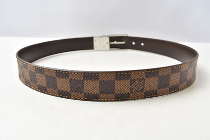 ルイヴィトン ベルト ダミエ リバーシブル レザー ブラック ブラウン M9075 LOUIS VUITTON 90 メンズ【中古】