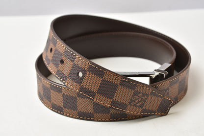 ルイヴィトン ベルト ダミエ リバーシブル レザー ブラック ブラウン M9075 LOUIS VUITTON 90 メンズ【中古】