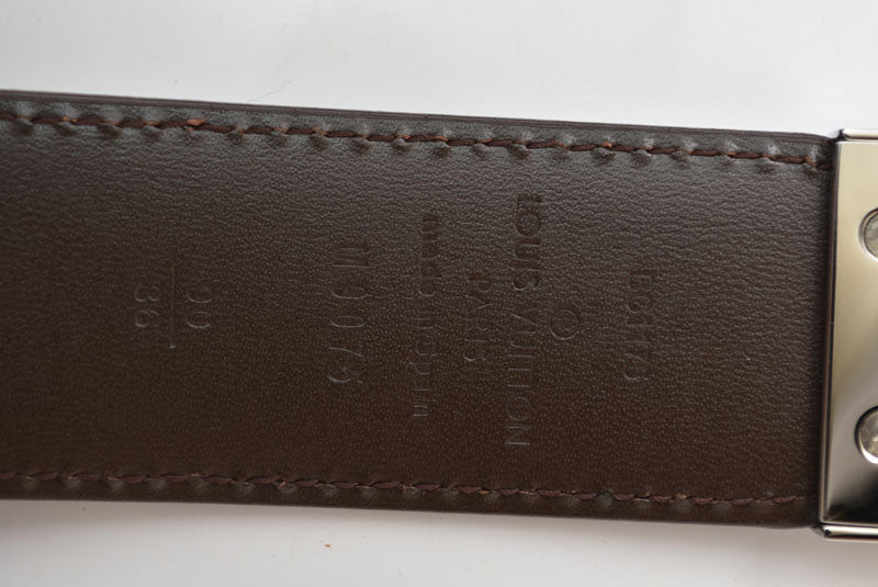 ルイヴィトン ベルト ダミエ リバーシブル レザー ブラック ブラウン M9075 LOUIS VUITTON 90 メンズ【中古】