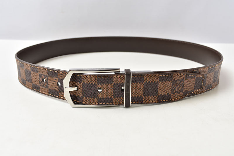 ルイヴィトン ベルト ダミエ リバーシブル レザー ブラック ブラウン M9075 LOUIS VUITTON 90 メンズ【中古】