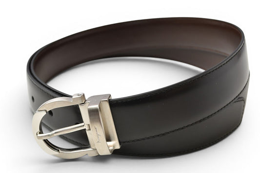 サルヴァトーレフェラガモ ベルト レザー Salvatore Ferragamo リバーシブル フリーサイズ ブラック/ブラウン【中古】