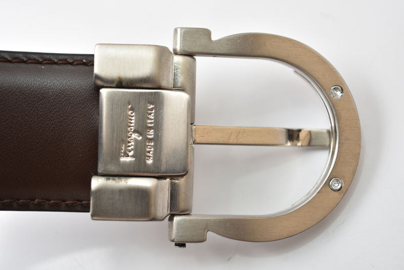サルヴァトーレフェラガモ ベルト レザー Salvatore Ferragamo リバーシブル フリーサイズ ブラック/ブラウン【中古】