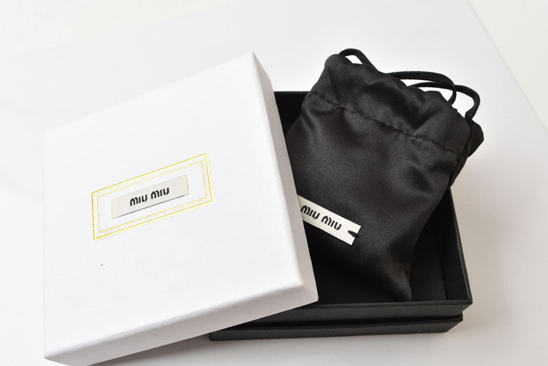 ミュウミュウ ヘアゴム ラインストーン ロゴ ボーダー メタル ブルー MIUMIU レディース ヘアアクセサリー 5JF067【中古】