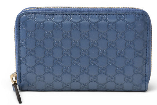 グッチ コインケース/カードケース GUCCI ミニ財布/小銭入れ マイクログッチシマ ブルー 255452【中古】