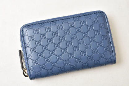 グッチ コインケース/カードケース GUCCI ミニ財布/小銭入れ マイクログッチシマ ブルー 255452【中古】