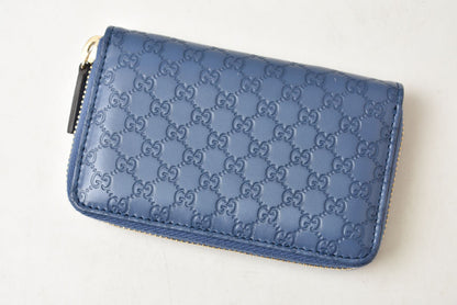 グッチ コインケース/カードケース GUCCI ミニ財布/小銭入れ マイクログッチシマ ブルー 255452【中古】