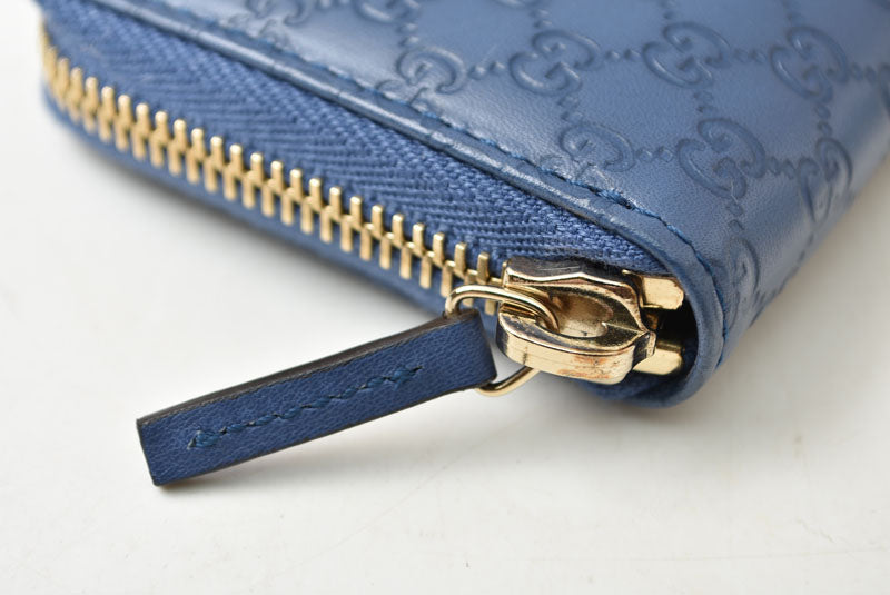 グッチ コインケース/カードケース GUCCI ミニ財布/小銭入れ マイクログッチシマ ブルー 255452【中古】