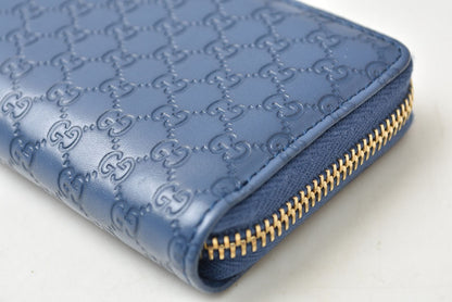 グッチ コインケース/カードケース GUCCI ミニ財布/小銭入れ マイクログッチシマ ブルー 255452【中古】