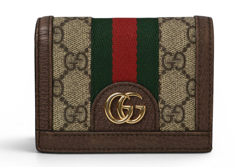 グッチ ミニ財布/二つ折り GUCCI 折財布 GGブラウン/ベージュ523155 Ophidia/オフィディア GGスプリーム【中古】