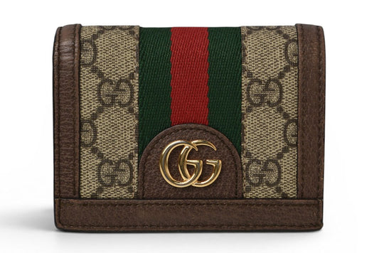グッチ ミニ財布/二つ折り GUCCI 折財布 GGブラウン/ベージュ523155 Ophidia/オフィディア GGスプリーム【中古】