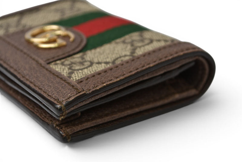 グッチ ミニ財布/二つ折り GUCCI 折財布 GGブラウン/ベージュ523155 Ophidia/オフィディア GGスプリーム【中古】