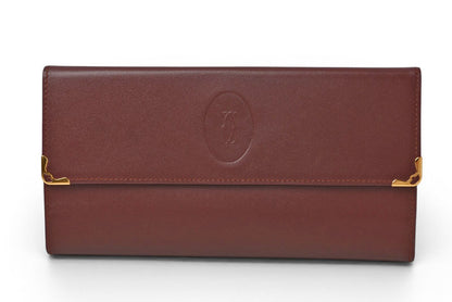 カルティエ 財布/三つ折り ヴィンテージ Cartier 長財布 マスト ドゥ カルティエ ボルドー がま口付【中古】