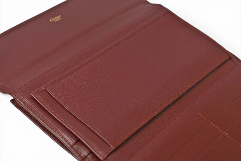 カルティエ 財布/三つ折り ヴィンテージ Cartier 長財布 マスト ドゥ カルティエ ボルドー がま口付【中古】