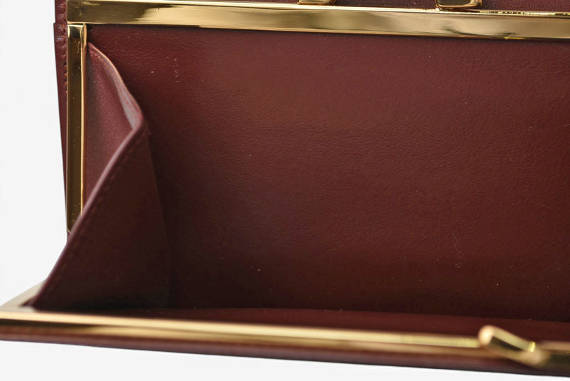 カルティエ 財布/三つ折り ヴィンテージ Cartier 長財布 マスト ドゥ カルティエ ボルドー がま口付【中古】