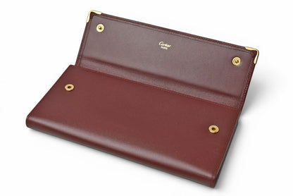 カルティエ 財布/三つ折り ヴィンテージ Cartier 長財布 マスト ドゥ カルティエ ボルドー がま口付【中古】