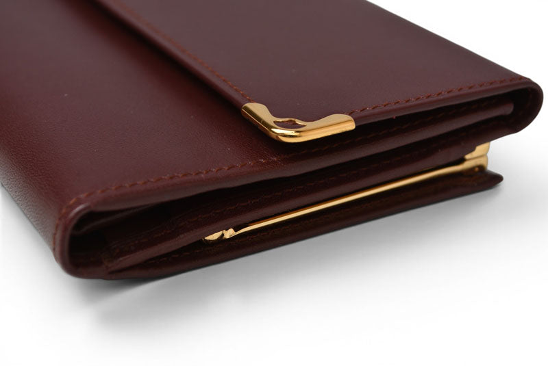 カルティエ 財布/三つ折り ヴィンテージ Cartier 長財布 マスト ドゥ カルティエ ボルドー がま口付【中古】