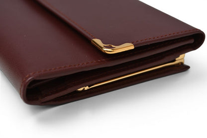 カルティエ 財布/三つ折り ヴィンテージ Cartier 長財布 マスト ドゥ カルティエ ボルドー がま口付【中古】