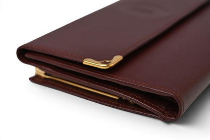 カルティエ 財布/三つ折り ヴィンテージ Cartier 長財布 マスト ドゥ カルティエ ボルドー がま口付【中古】