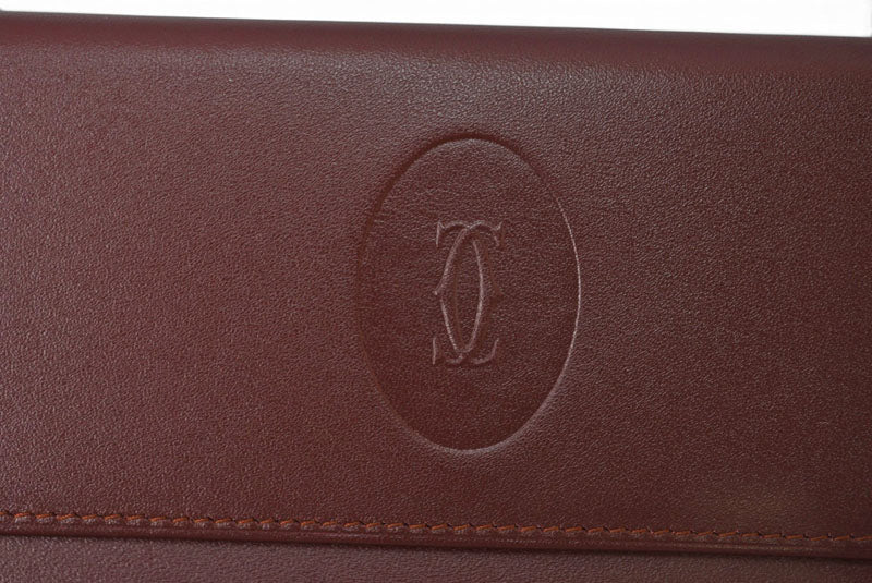カルティエ 財布/三つ折り ヴィンテージ Cartier 長財布 マスト ドゥ カルティエ ボルドー がま口付【中古】