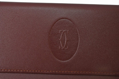 カルティエ 財布/三つ折り ヴィンテージ Cartier 長財布 マスト ドゥ カルティエ ボルドー がま口付【中古】