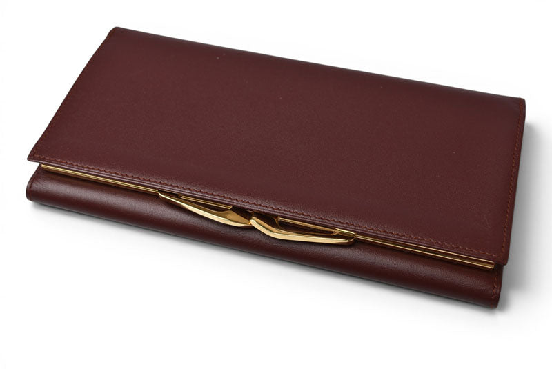 カルティエ 財布/三つ折り ヴィンテージ Cartier 長財布 マスト ドゥ カルティエ ボルドー がま口付【中古】