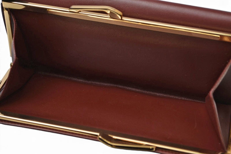 カルティエ 財布/三つ折り ヴィンテージ Cartier 長財布 マスト ドゥ カルティエ ボルドー がま口付【中古】