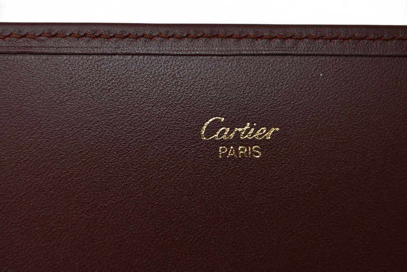 カルティエ 財布/三つ折り ヴィンテージ Cartier 長財布 マスト ドゥ カルティエ ボルドー がま口付【中古】