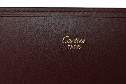 カルティエ 財布/三つ折り ヴィンテージ Cartier 長財布 マスト ドゥ カルティエ ボルドー がま口付【中古】