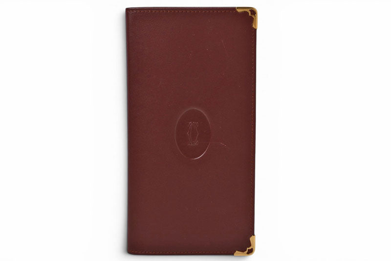 カルティエ 財布 メンズ Cartier 長財布 レザー マスト ドゥ カルティエ ボルドー L3000003【中古】
