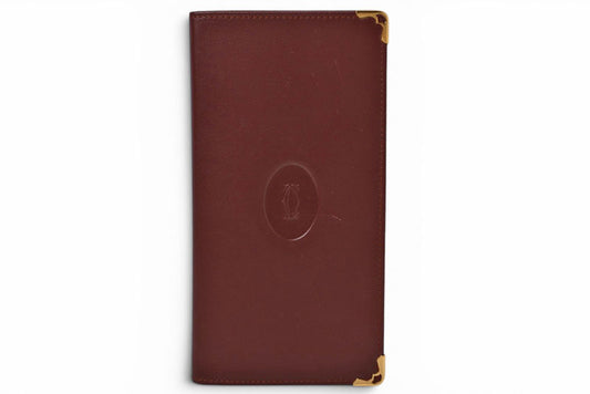 カルティエ 財布 メンズ Cartier 長財布 レザー マスト ドゥ カルティエ ボルドー L3000003【中古】