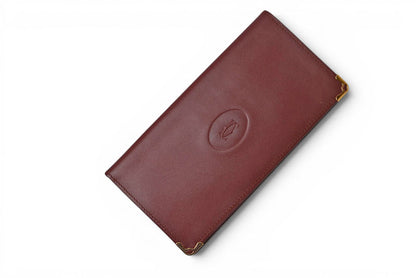 カルティエ 財布 メンズ Cartier 長財布 レザー マスト ドゥ カルティエ ボルドー L3000003【中古】