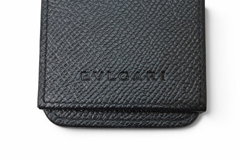 ブルガリ カードケース/名刺入れ メンズ グレインレザー ブラック BVLGARI 26242【中古】
