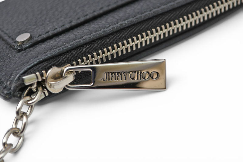 ジミーチュウ キーケース/コインケース NANCY UUF レザー スタースタッズ ブラック/シルバー JIMMY CHOO【中古】
