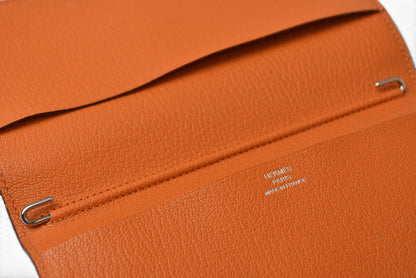 エルメス アジェンダ/手帳カバー/ダイアリー HERMES ノートブックカバー シェーブル オレンジ　□N刻印【中古】
