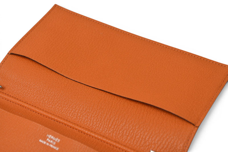 エルメス アジェンダ/手帳カバー/ダイアリー HERMES ノートブックカバー シェーブル オレンジ　□N刻印【中古】