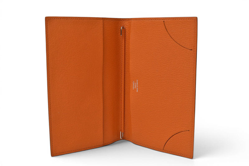 エルメス アジェンダ/手帳カバー/ダイアリー HERMES ノートブックカバー シェーブル オレンジ　□N刻印【中古】