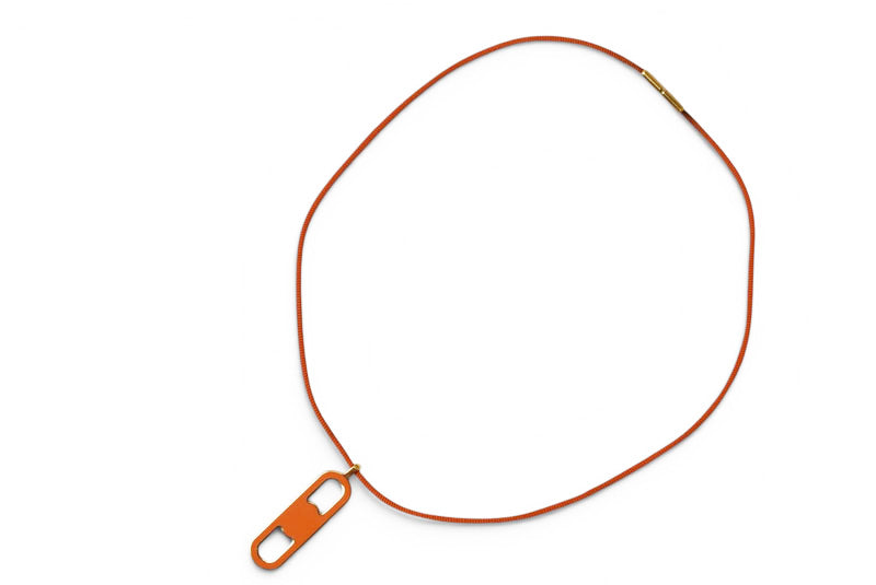 エルメス チョーカー/ネックレス HERMES シェーヌダンクル マイヨン オレンジ/シルバー ヴィンテージ【中古
