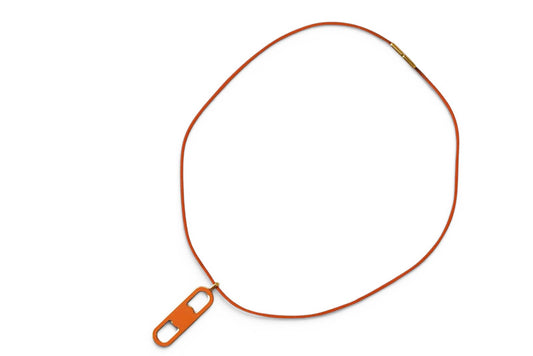 エルメス チョーカー/ネックレス HERMES シェーヌダンクル マイヨン オレンジ/シルバー ヴィンテージ【中古