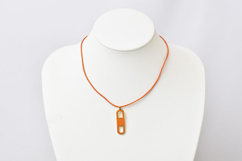 エルメス チョーカー/ネックレス HERMES シェーヌダンクル マイヨン オレンジ/シルバー ヴィンテージ【中古