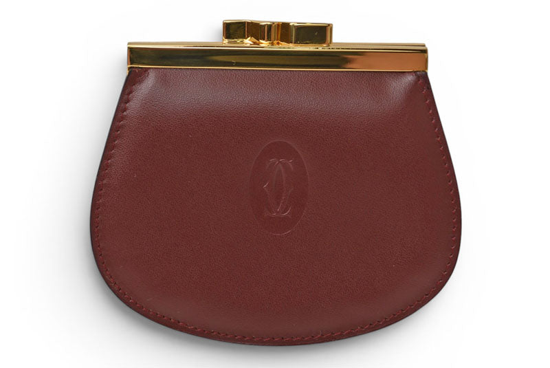 カルティエ コインケース/小銭入れ Cartier ヴィンテージ 財布/がま口 マスト ドゥ カルティエ ボルドー L300009【中古】
