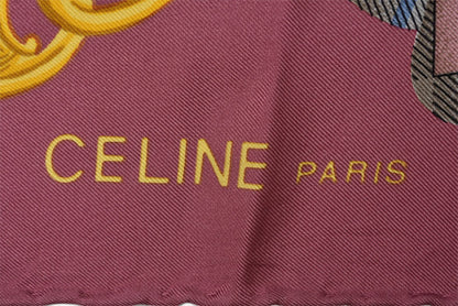 セリーヌ スカーフ ヴィンテージ CELINE スカーフ トリオンフ/チェーン シルク ピンク/チェック レディース【中古】