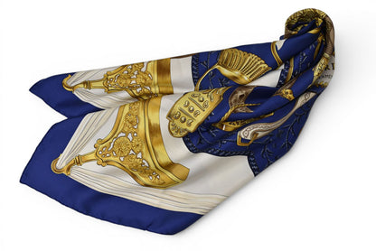 エルメス カレ90 スカーフ HERMES ヴィンテージ スカーフ ETRIERS/鐙の幻想 ブルー レディース【中古】