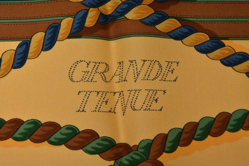 エルメス カレ90 スカーフ ヴィンテージ HERMES GRANDE TENUE/馬の礼装 グリーン/オレンジ レディース【中古】