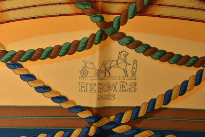 エルメス カレ90 スカーフ ヴィンテージ HERMES GRANDE TENUE/馬の礼装 グリーン/オレンジ レディース【中古】