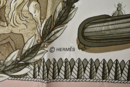 エルメス カレ90 スカーフ ヴィンテージ HERMES ナポレオン/蜂 ピンクベージュ/ホワイト レディース【中古】